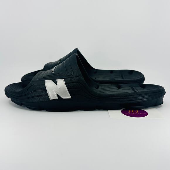 New Balance Men's Float Slide Sandals Black/Silver Size 13 EEEE 4E Width - Picture 5 of 11